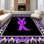 Elegant Violet Ribbon Black Framed Rug