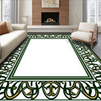 Dark Green Gold Celtic Knot Frame Rug