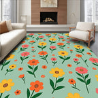 Retro Floral Garden Blooms Rug