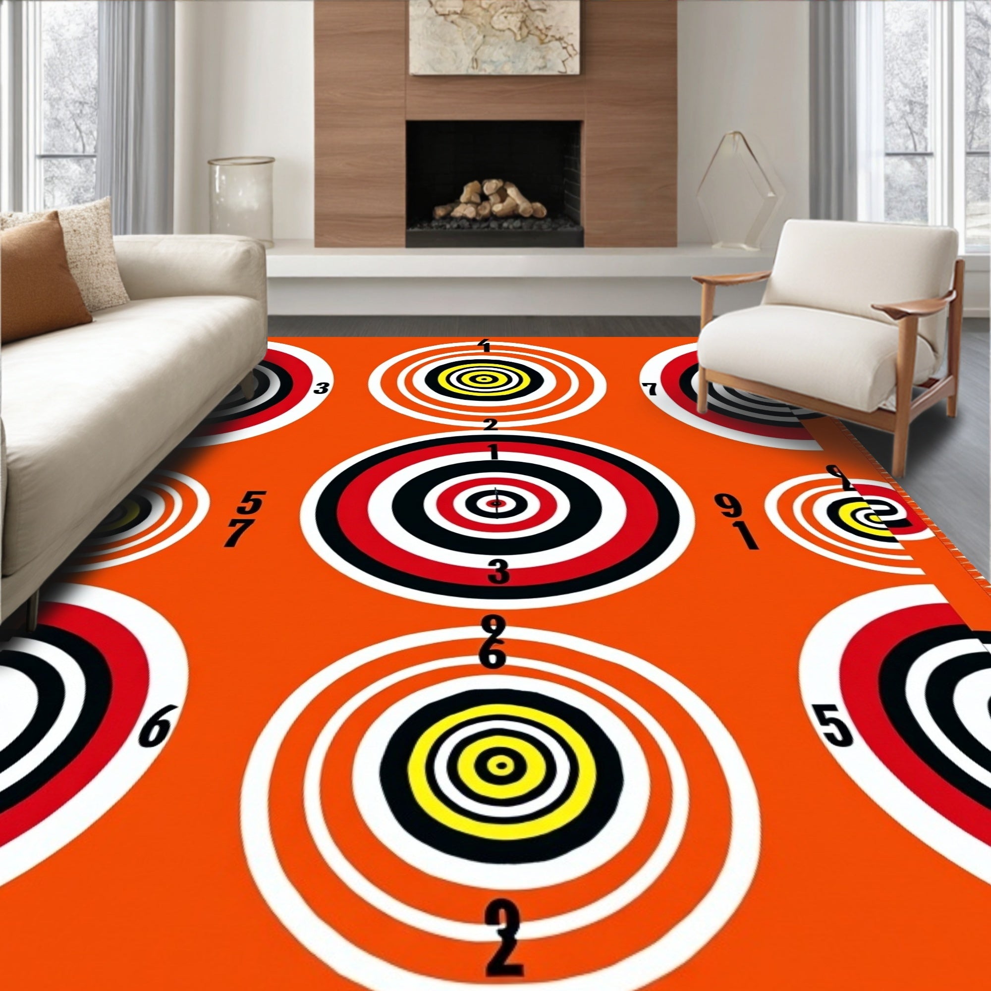 Bold Orange Concentric Circles Rug