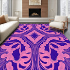 Pink Amorphous Swirls on Indigo Rug