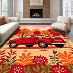 Rustic Red Truck Autumn Apples Rug