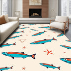 Teal Coral Fish Scatter Rug