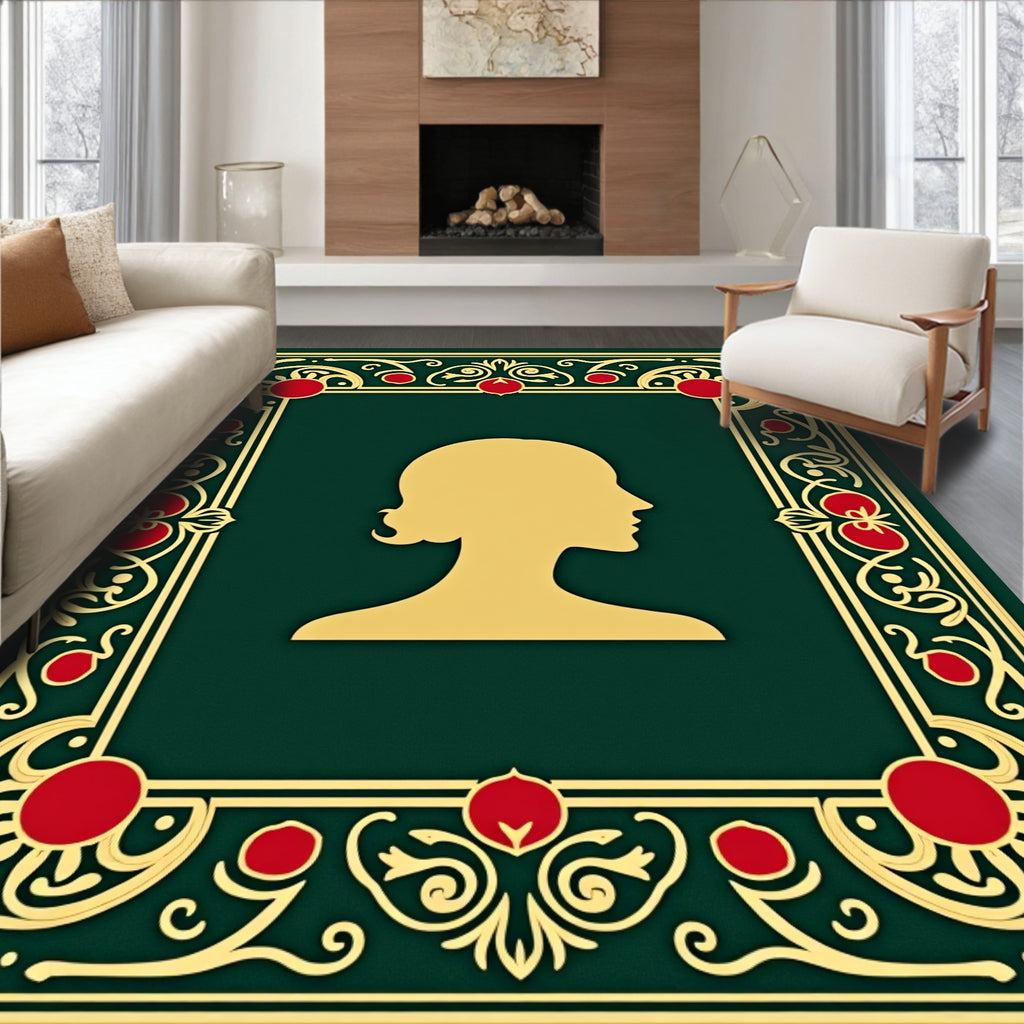 Gold Silhouette Botanical Frame Rug