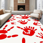 Crimson Handprints Imprint Art Rug