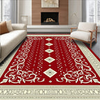 Crimson Ivory Floral Diamond Lattice Rug