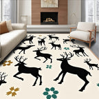 Whimsical Black Deer Meadow Collection Rug