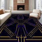 Geometric Art Deco Yellow Purple Inlay Rug
