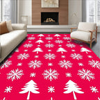 Christmas Snowflakes and Trees Rug