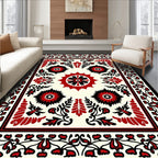 Bold Red Floral Starburst Medallion Rug