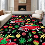 Retro Red Truck Merry Holiday Rug