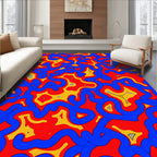 Vibrant Blue Red Organic Waves Rug