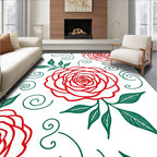 Crimson Rose Swirl Floral Collection Rug