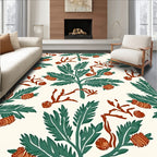 Green Foliage Coral Branches and Pods Rug