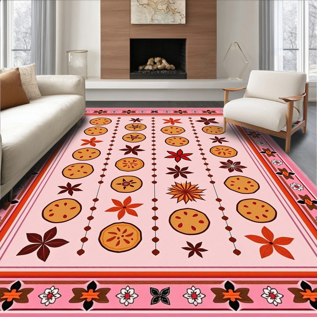Pink Pastel Orange Spice Roundels Rug