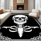 Monochromatic Goth Skull Filigree Rug