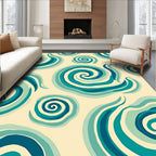 Aqua Swirls Cream Background Rug