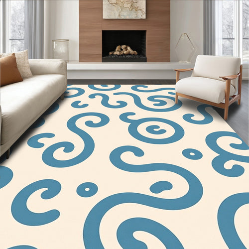 Aqua Swirl Organic Scroll Rug