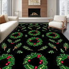 Green Wreath Red Berry Garland Rug