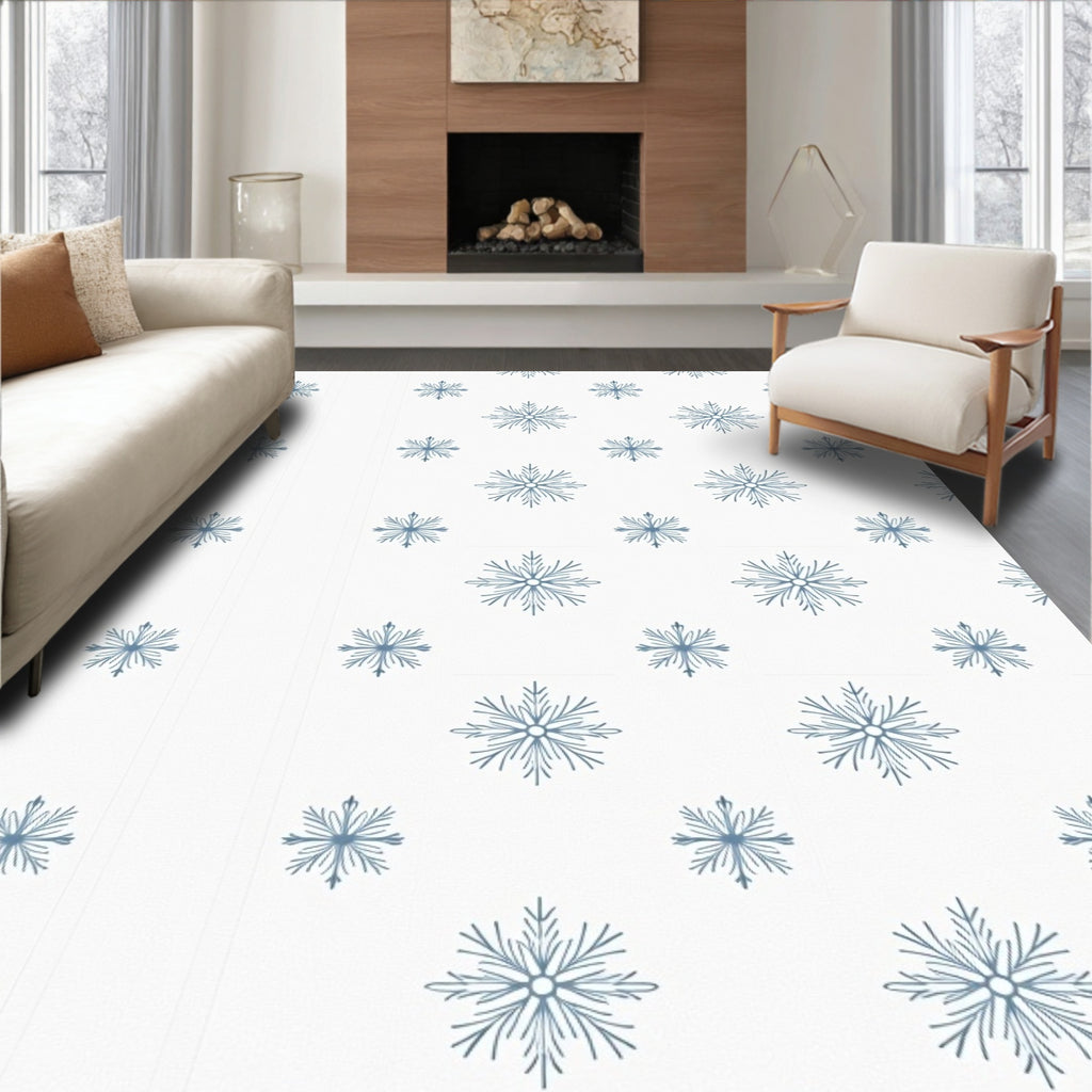 Light Blue Snowflake All Over Rug