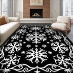Winter White Snowflake Border Rug