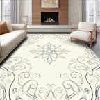 Cream and Blue Floral Medallion Rug
