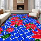 Bright Red Poinsettia Overlay Rug