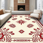 Crimson Floral Corners Center Bloom Rug