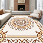 Neutral Earth Tone Floral Medallion Rug