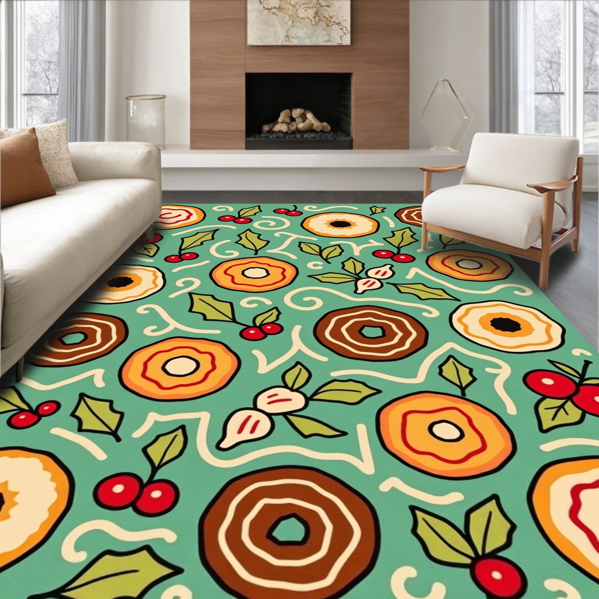 Sweet Doughnut Holly Berry Medley Rug