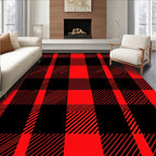 Bold Red Black Buffalo Plaid Check Rug