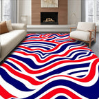 Red White Blue Abstract Wave Rug