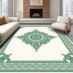Emerald Green Medallion Floral Border Rug