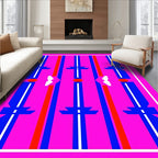 Vibrant Pink Blue Red Geometric Stripes Rug