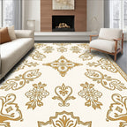 Ornate Golden Floral Border Medallion Rug