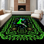 Vibrant Green Neon Fairy Garden Frame Rug