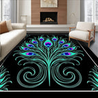 Teal Pink Peacock Feather Explosion Rug