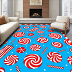 Red White Swirl Candy Christmas Rug