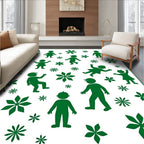 Green Figures And Holly Branches Rug
