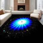 Cosmic Blue Starburst Fractal Kaleidoscope Rug