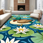Mallard Duck Among White Water Lilies Rug