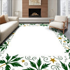 Forest Green Leafy Stars Swirl Rug