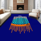 Abstract Chain Link Orange Drip Rug