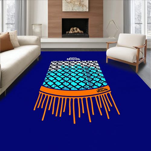 Abstract Chain Link Orange Drip Rug