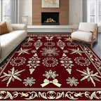 Crimson Cream Ornamental Floral Swirl Rug