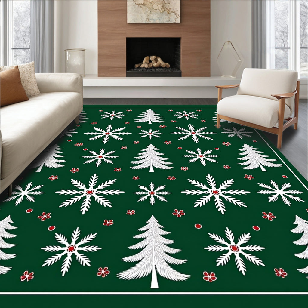 White Evergreen Snowflake Harmony Rug