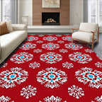 Crimson Red Snowflake Scatter Rug