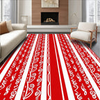 Red White Vertical Stripe Whimsy Rug