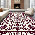 Crimson Floral Lattice Bordered Rug