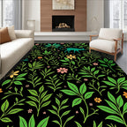 Whimsical Green Creatures Floral Garden Rug